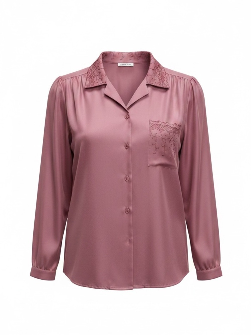 Women’s Mauve/Dusty Rose Button-Down Shirt with Embroidered Collar